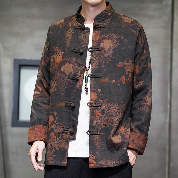 Buddha Stones Frog-Button Cinese Tang Suit Camicia Lunga Cotone Uomo Giacca Abbigliamento - image 8