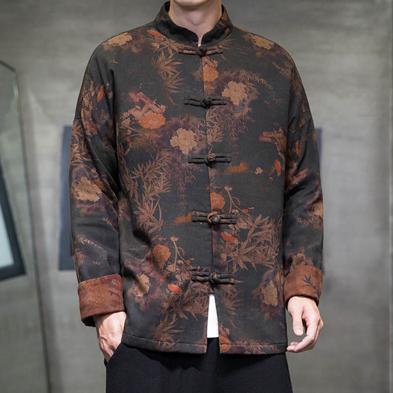 Buddha Stones Frog-Button Cinese Tang Suit Camicia Lunga Cotone Uomo Giacca Abbigliamento - image 10
