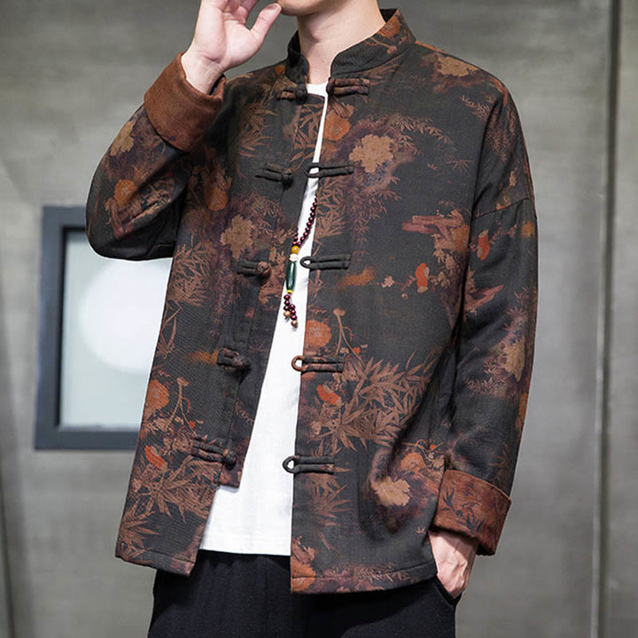 Buddha Stones Frog-Button Cinese Tang Suit Camicia Lunga Cotone Uomo Giacca Abbigliamento - image 7