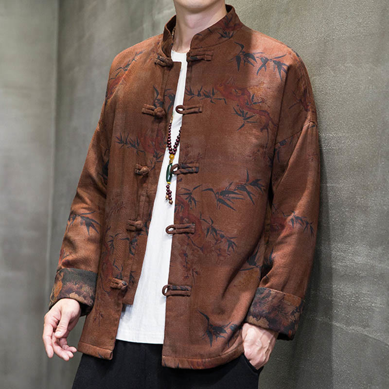 Buddha Stones Frog-Button Cinese Tang Suit Camicia Lunga Cotone Uomo Giacca Abbigliamento - image 14
