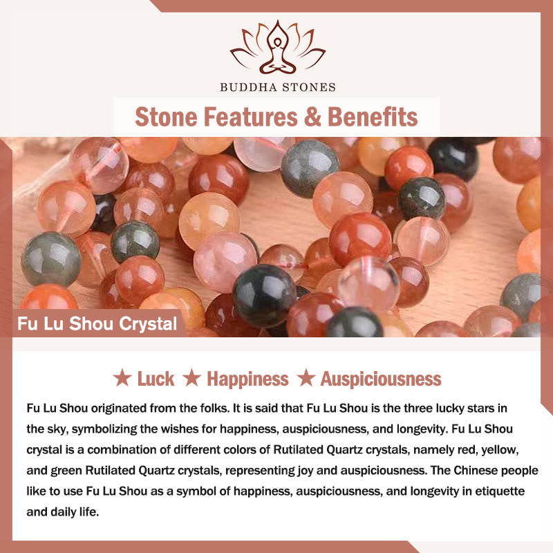 Braccialetto della fortuna di perle di giada bianca di Hetian di cristallo naturale di Fu Lu Shou Buddha Stones