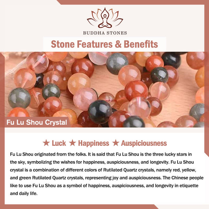 Braccialetto della fortuna di perle di giada bianca di Hetian di cristallo naturale di Fu Lu Shou Buddha Stones