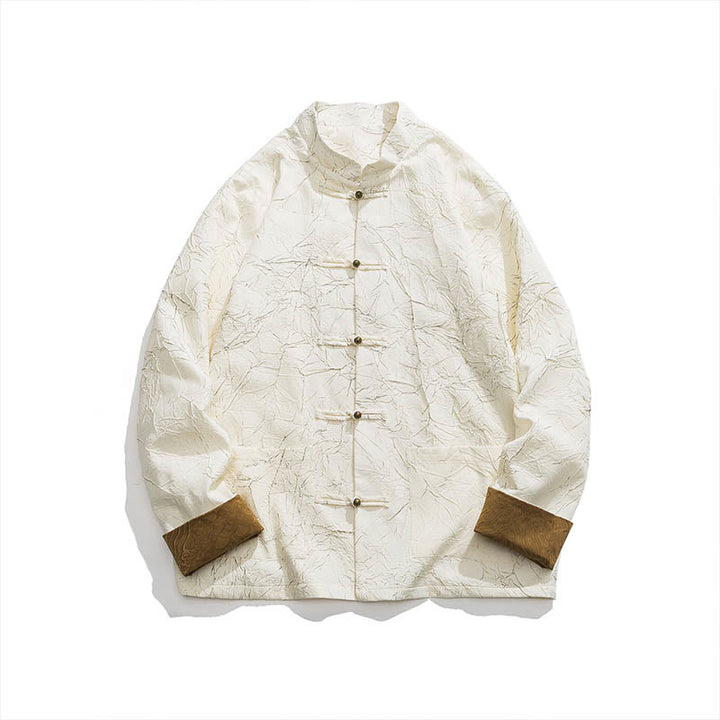 Buddha Stones Tang Suit Casual Frog-bottoni Manica Lunga Nylon Giacca Camicia Uomo Abbigliamento - image 17