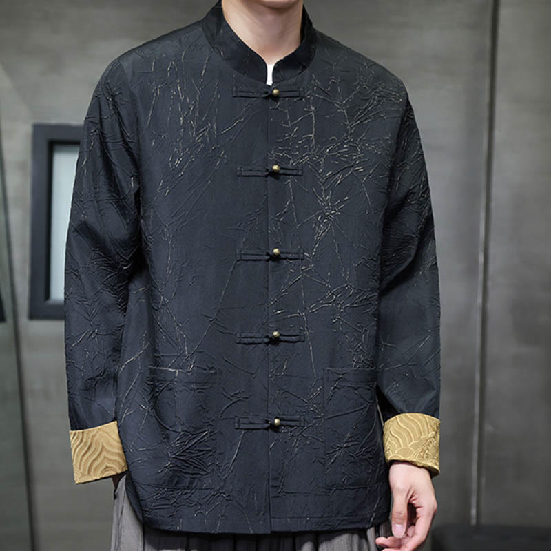 Buddha Stones Tang Suit Casual Frog-bottoni Manica Lunga Nylon Giacca Camicia Uomo Abbigliamento - image 5