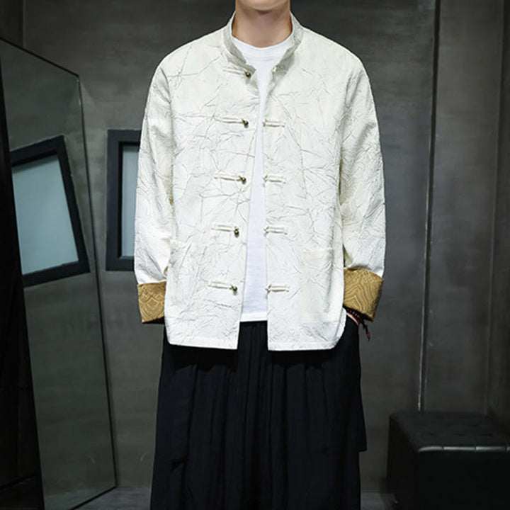 Buddha Stones Tang Suit Casual Frog-bottoni Manica Lunga Nylon Giacca Camicia Uomo Abbigliamento - image 9