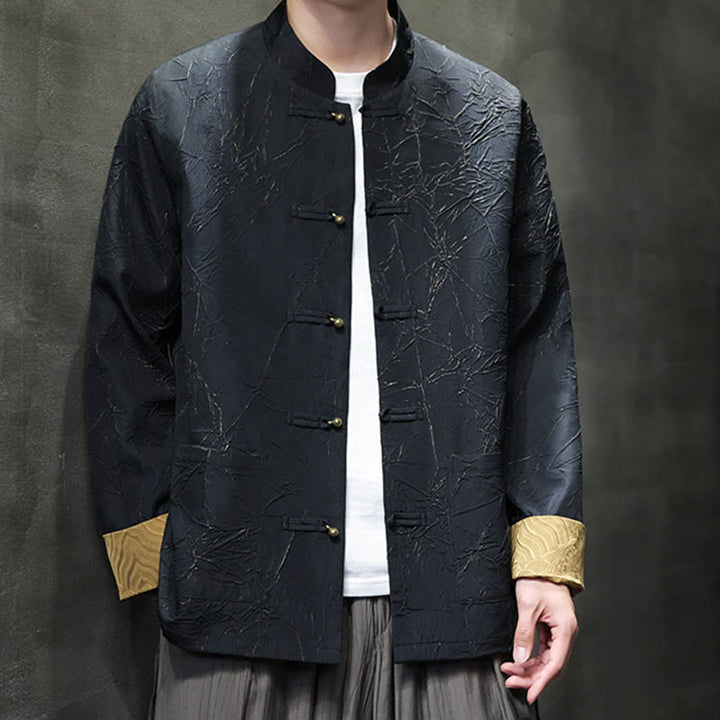 Buddha Stones Tang Suit Casual Frog-bottoni Manica Lunga Nylon Giacca Camicia Uomo Abbigliamento - image 6