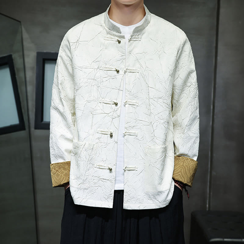 Buddha Stones Tang Suit Casual Frog-bottoni Manica Lunga Nylon Giacca Camicia Uomo Abbigliamento - image 13