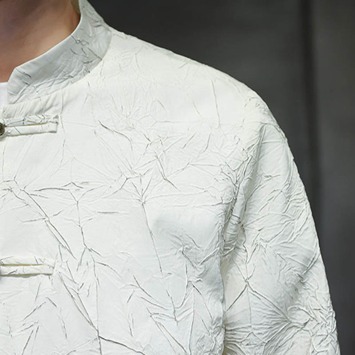 Buddha Stones Tang Suit Casual Frog-bottoni Manica Lunga Nylon Giacca Camicia Uomo Abbigliamento - image 11