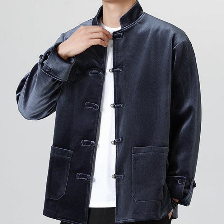 Buddha Stones Ricama Drago Casual Rana-bottoni Cotone Giacca Camicia Abbigliamento Uomo - image 27