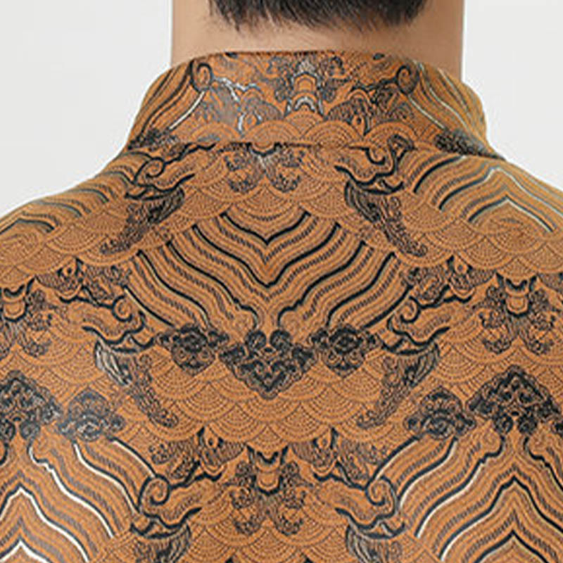 Buddha Stones Frog-Button Cinese Tang Suit Forma d'onda Camicia lunga Uomo Giacca Abbigliamento - image 24