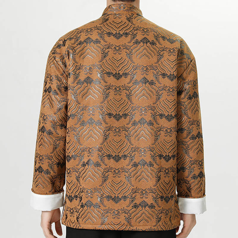 Buddha Stones Frog-Button Cinese Tang Suit Forma d'onda Camicia lunga Uomo Giacca Abbigliamento - image 21