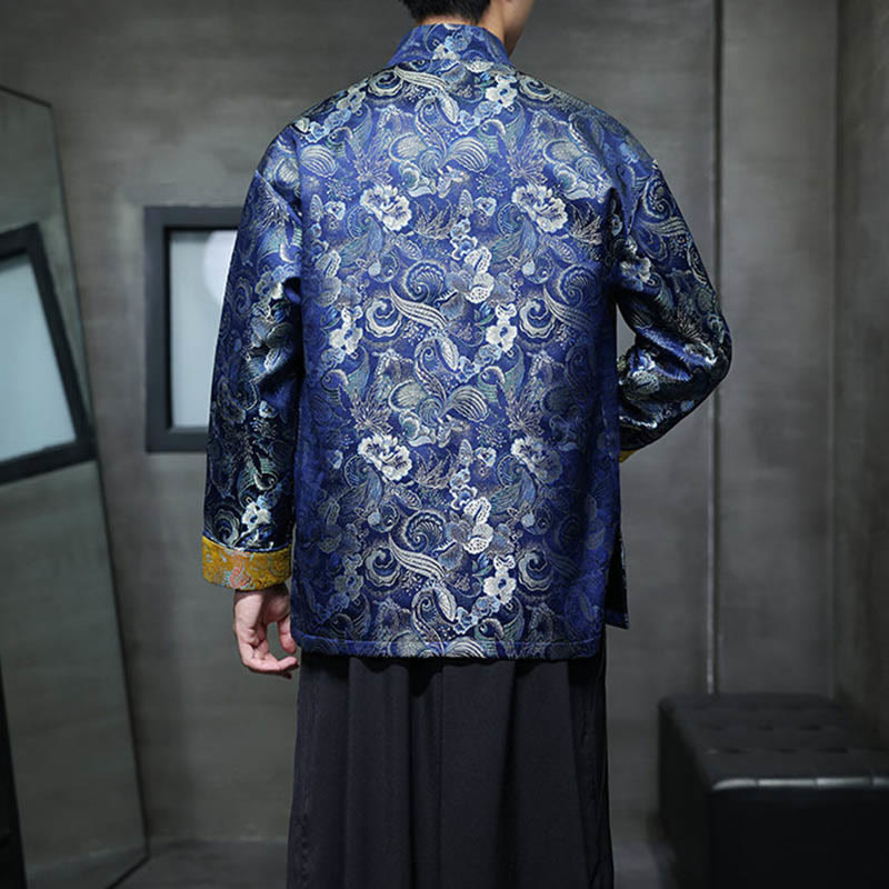Buddha Stones Frog-Button Cinese Tang Suit Stand Collar Camicia Lunga Uomo Giacca Abbigliamento - image 30