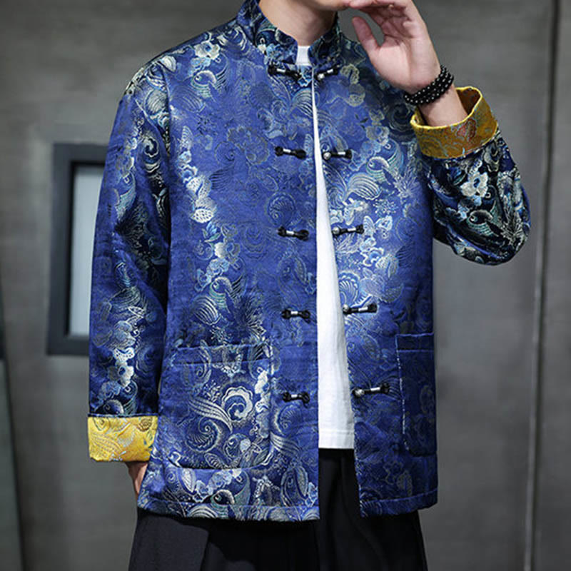 Buddha Stones Frog-Button Cinese Tang Suit Stand Collar Camicia Lunga Uomo Giacca Abbigliamento - image 27
