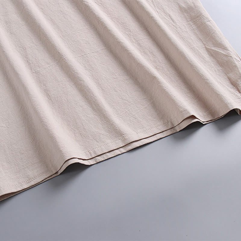 Maglietta da uomo Buddha Stones Loose, tinta unita, manica corta, collo a V, traspirante, in lino - image 7