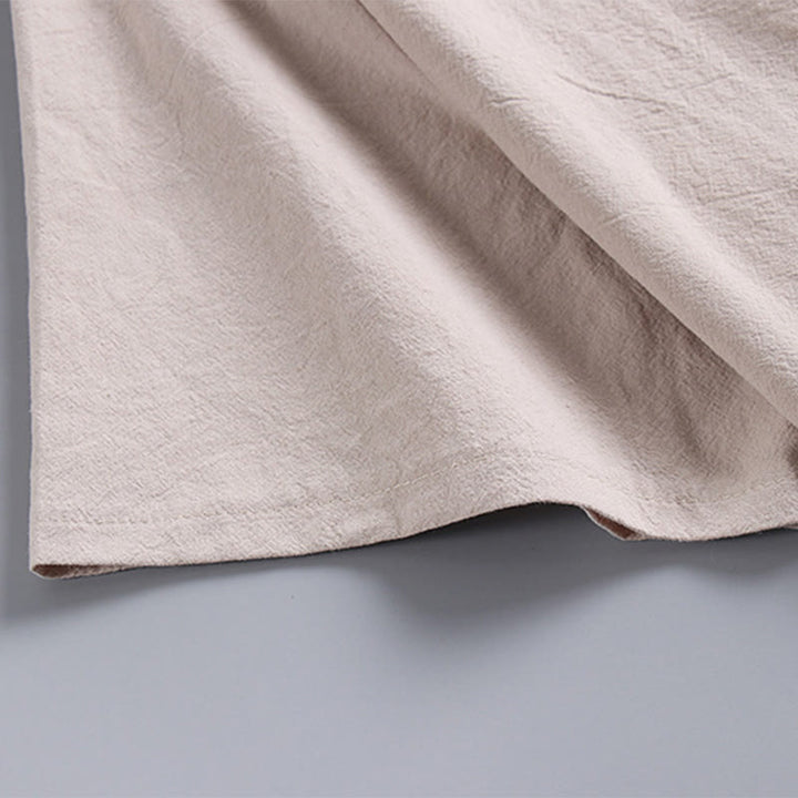 Maglietta da uomo Buddha Stones Loose, tinta unita, manica corta, collo a V, traspirante, in lino - image 10