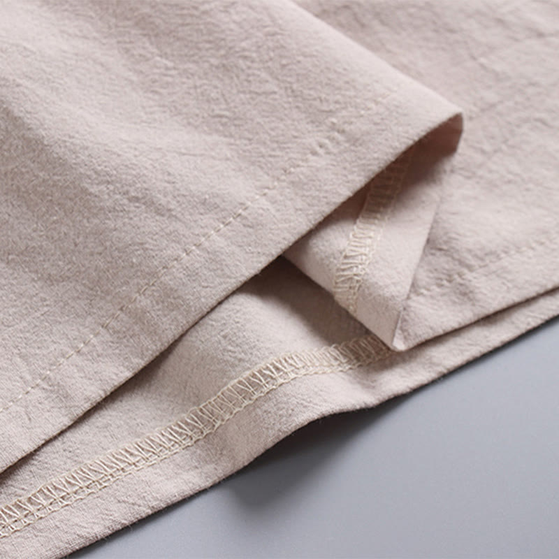 Maglietta da uomo Buddha Stones Loose, tinta unita, manica corta, collo a V, traspirante, in lino - image 9