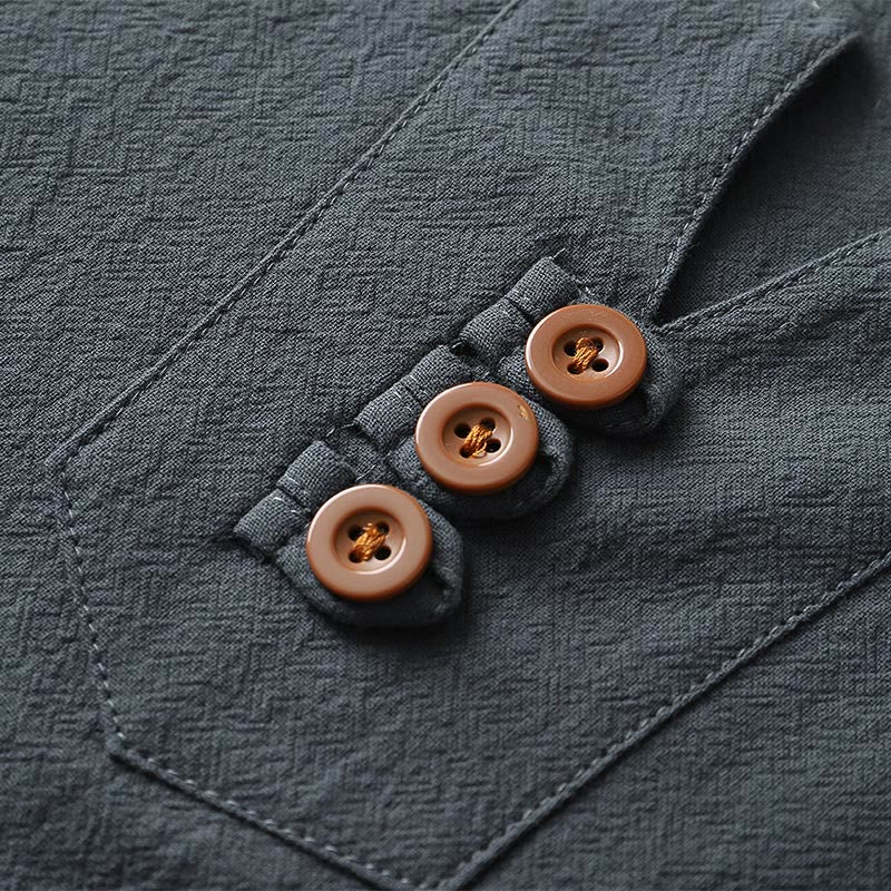 Maglietta da uomo Buddha Stones , tinta unita, manica corta, collo a V, tre bottoni, in morbido cotone - image 4