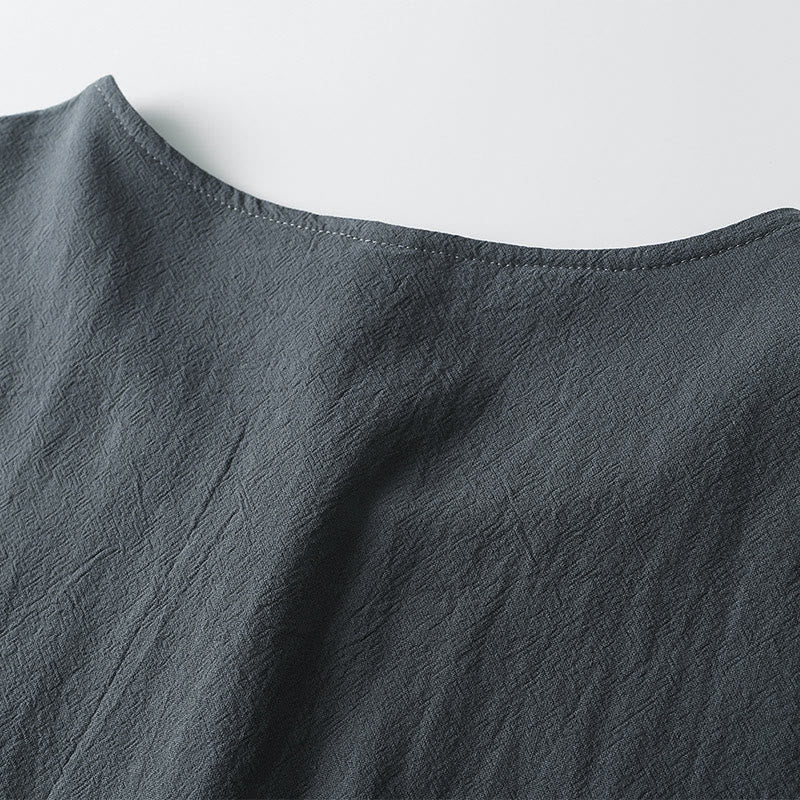 Maglietta da uomo Buddha Stones , tinta unita, manica corta, collo a V, tre bottoni, in morbido cotone - image 6