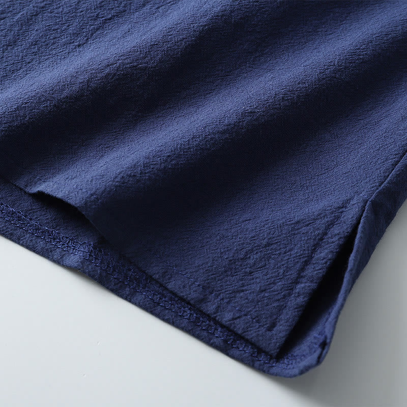 Maglietta da uomo ampia con Buddha Stones, tinta unita, manica corta, collo con bottoni, morbida camicia - image 7