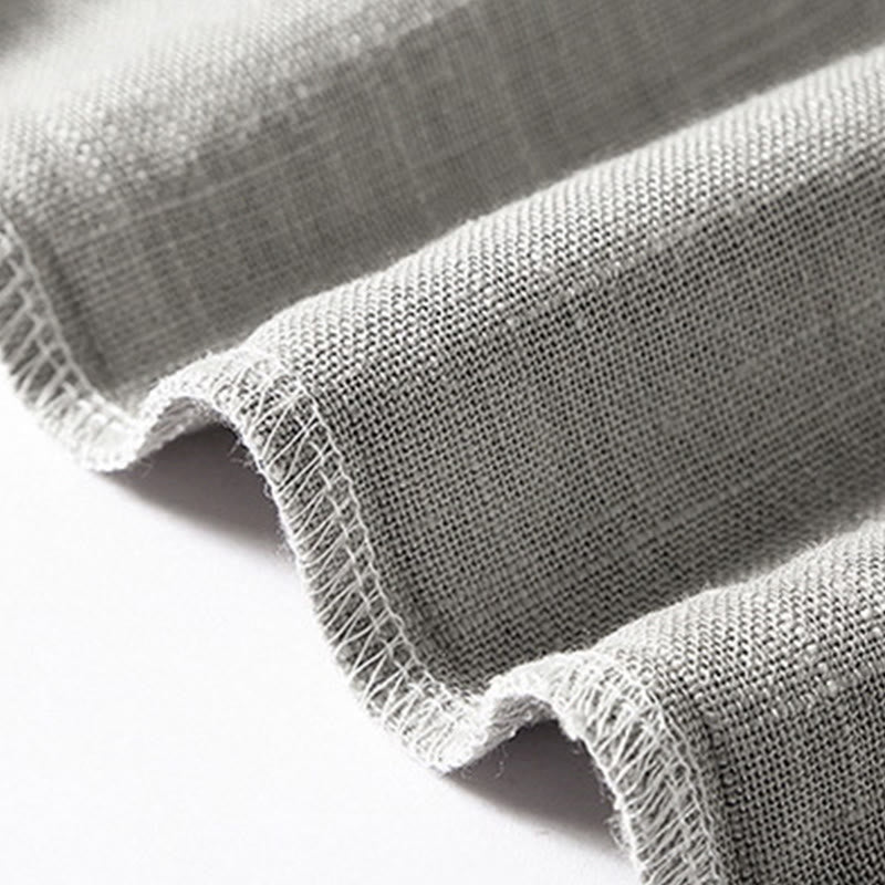 Camicia da uomo ampia Buddha Stones , tinta unita, collo a tacca, manica corta, comoda, traspirante, in cotone e lino - image 14