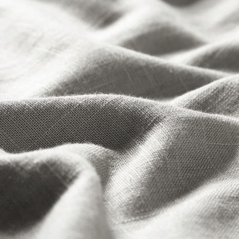 Camicia da uomo ampia Buddha Stones , tinta unita, collo a tacca, manica corta, comoda, traspirante, in cotone e lino - image 12