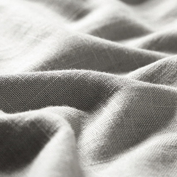 Camicia da uomo ampia Buddha Stones , tinta unita, collo a tacca, manica corta, comoda, traspirante, in cotone e lino - image 12