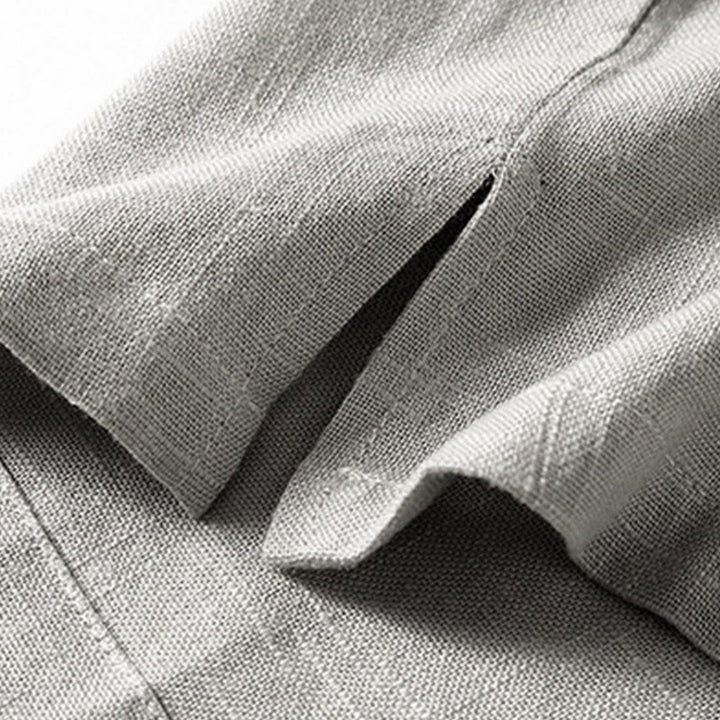 Camicia da uomo ampia Buddha Stones , tinta unita, collo a tacca, manica corta, comoda, traspirante, in cotone e lino - image 10