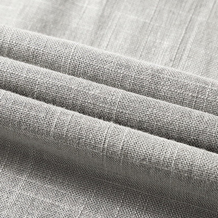 Camicia da uomo ampia Buddha Stones , tinta unita, collo a tacca, manica corta, comoda, traspirante, in cotone e lino - image 13