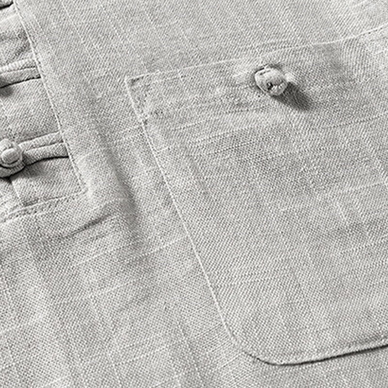 Camicia da uomo ampia Buddha Stones , tinta unita, collo a tacca, manica corta, comoda, traspirante, in cotone e lino - image 9