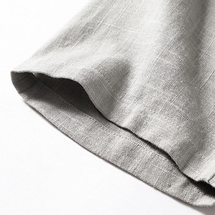 Camicia da uomo ampia Buddha Stones , tinta unita, collo a tacca, manica corta, comoda, traspirante, in cotone e lino - image 11