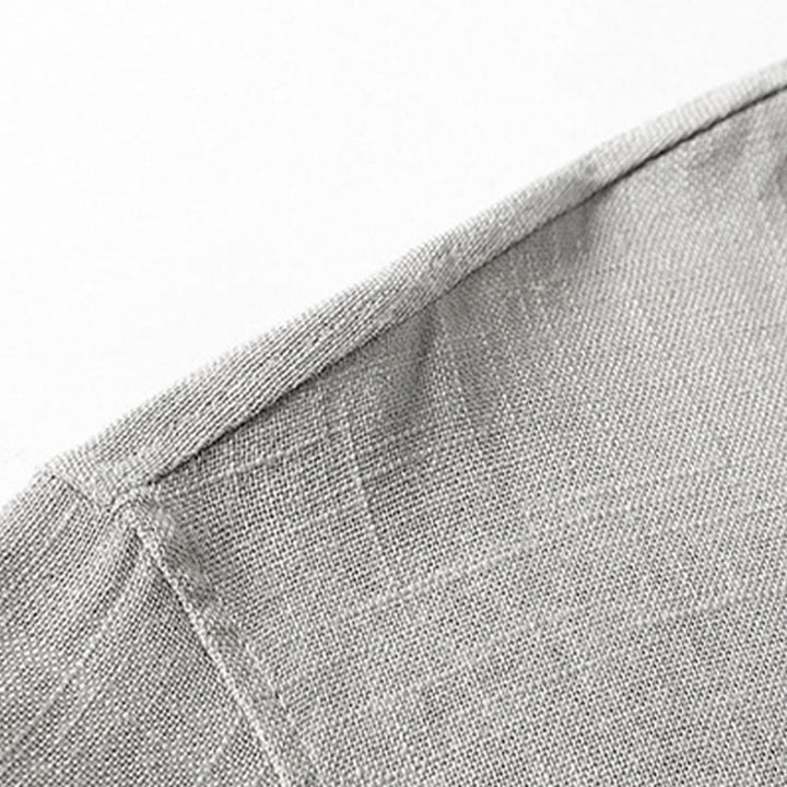 Camicia da uomo ampia Buddha Stones , tinta unita, collo a tacca, manica corta, comoda, traspirante, in cotone e lino - image 8