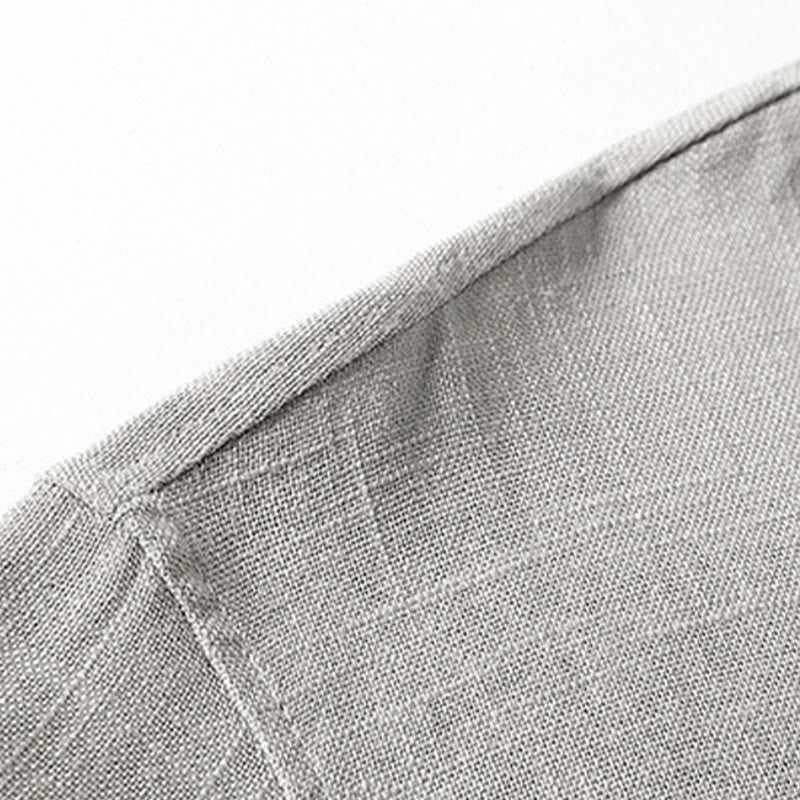 Camicia da uomo ampia Buddha Stones , tinta unita, collo a tacca, manica corta, comoda, traspirante, in cotone e lino - image 8