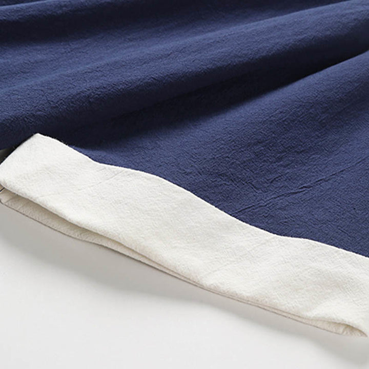 Kimono Hanfu da uomo a due pezzi con maniche corte e ricami, in cotone confortevole, con finte Buddha Stones. - image 10