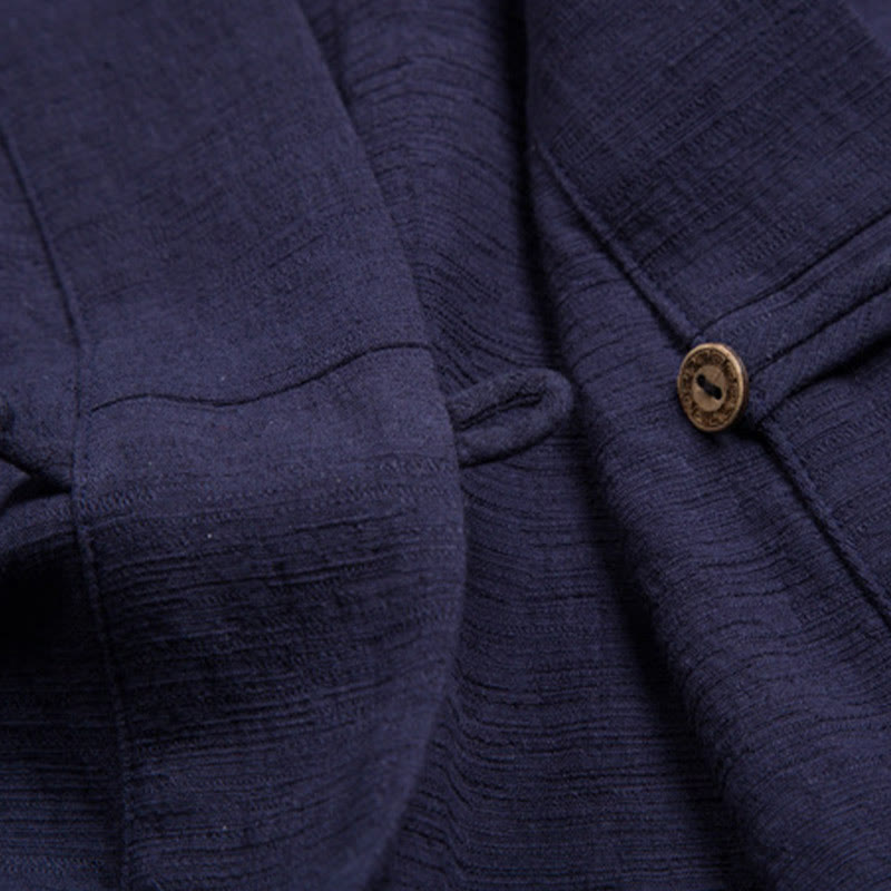 Camicia a maniche corte da uomo Buddha Stones con tasca, cardigan con scollo a V, camicia in cotone e lino comfort - image 11