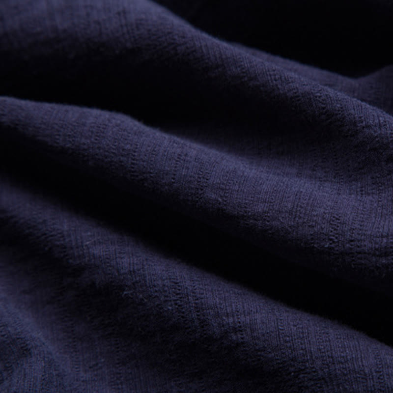 Camicia da uomo a maniche corte con taschino e scollo a V, in cotone e lino, Buddha Stones. - image 14