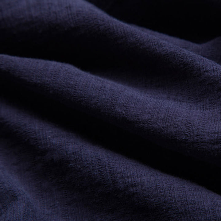 Camicia da uomo a maniche corte con taschino e scollo a V, in cotone e lino, Buddha Stones. - image 14