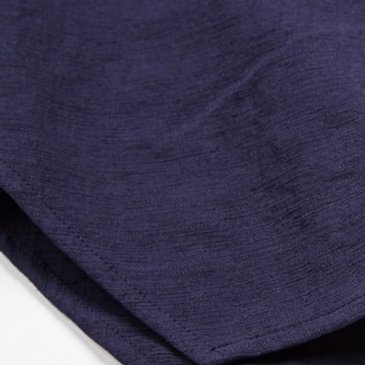 Camicia da uomo a maniche corte con taschino e scollo a V, in cotone e lino, Buddha Stones. - image 10