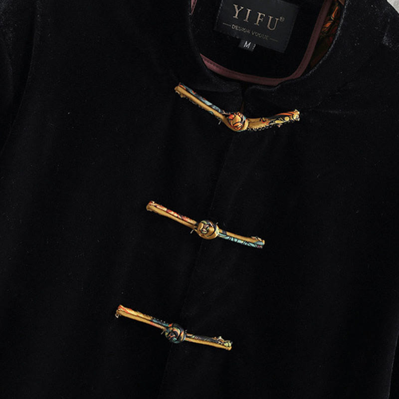 Buddha Stones Tang Suit Frog-bottoni Girocollo Cotone Uomo Giacca Camicia Abbigliamento - image 2