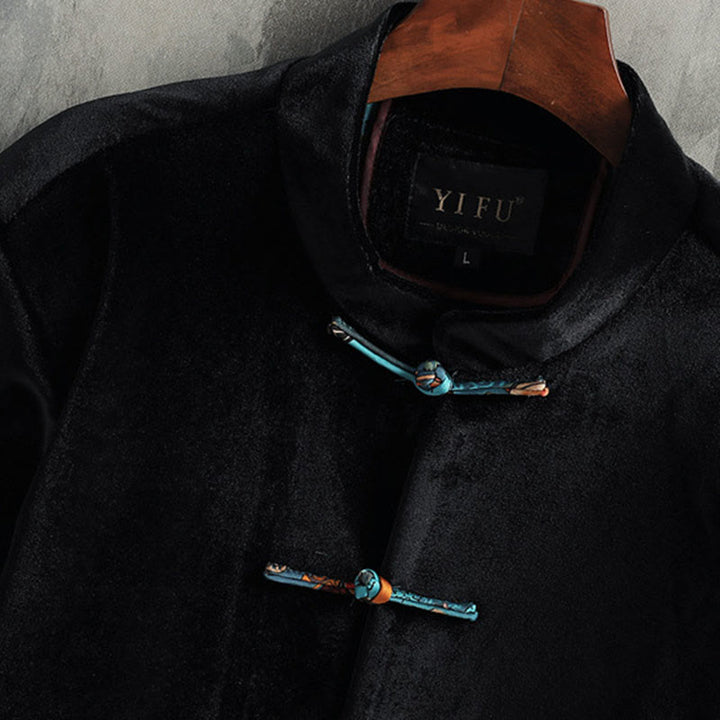 Buddha Stones Tang Suit Frog-bottoni Girocollo Cotone Uomo Giacca Camicia Abbigliamento - image 8