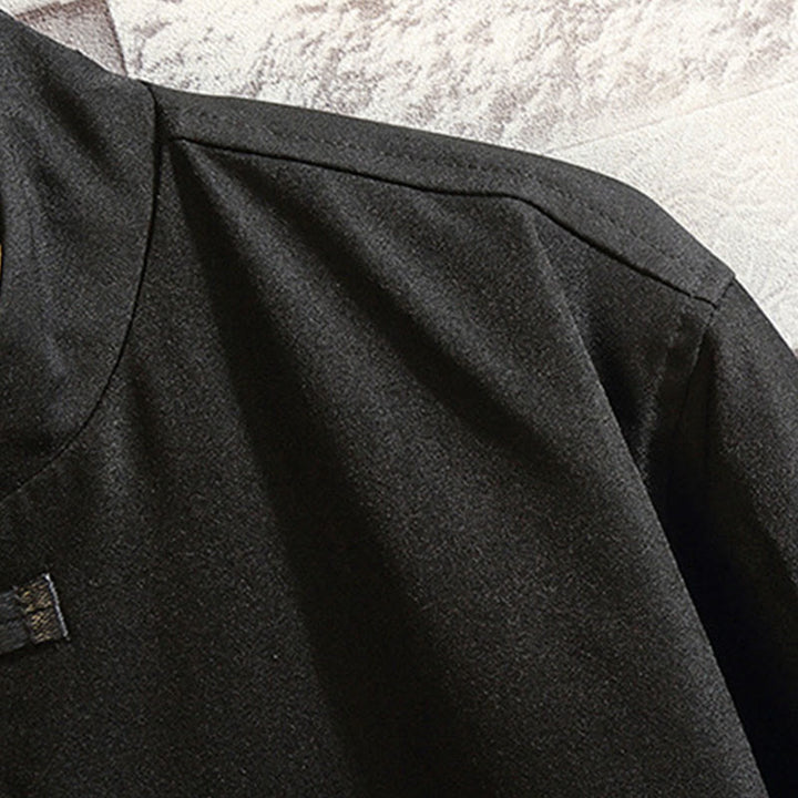 Buddha Stones Ricama Drago Fenice Casual Rana-bottoni Cotone Giacca Camicia Abbigliamento Uomo