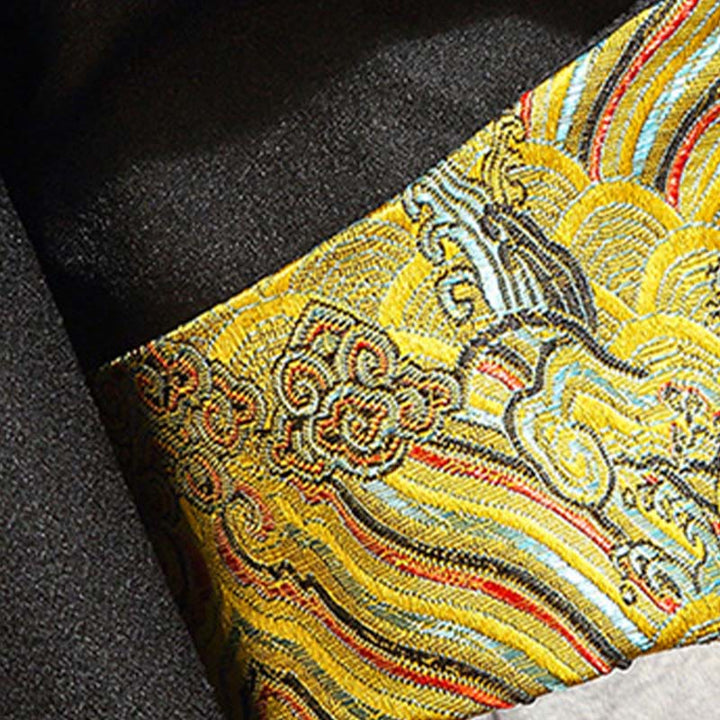 Buddha Stones Ricama Drago Fenice Casual Rana-bottoni Cotone Giacca Camicia Abbigliamento Uomo