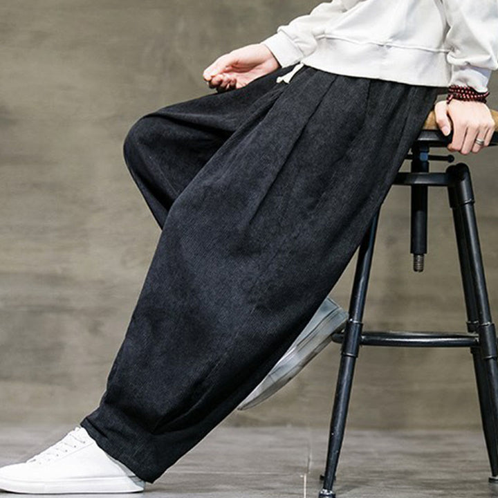 Pantaloni da uomo Buddha Stones Casual in cotone tinta unita con tasche