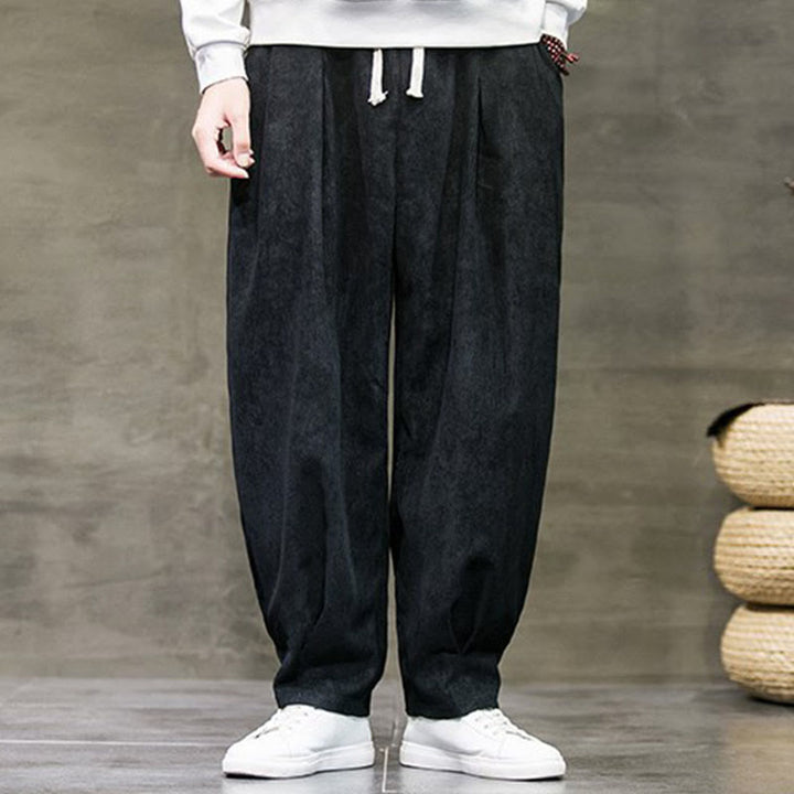 Pantaloni da uomo Buddha Stones Casual in cotone tinta unita con tasche - image 5