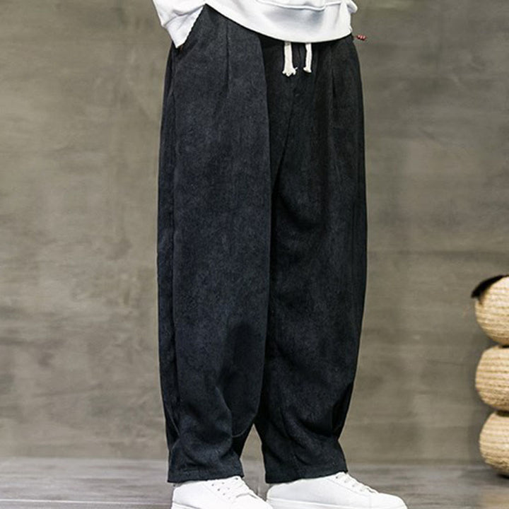 Pantaloni da uomo Buddha Stones Casual in cotone tinta unita con tasche - image 3