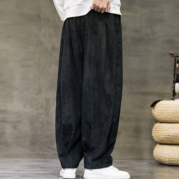 Pantaloni da uomo Buddha Stones Casual in cotone tinta unita con tasche - image 6