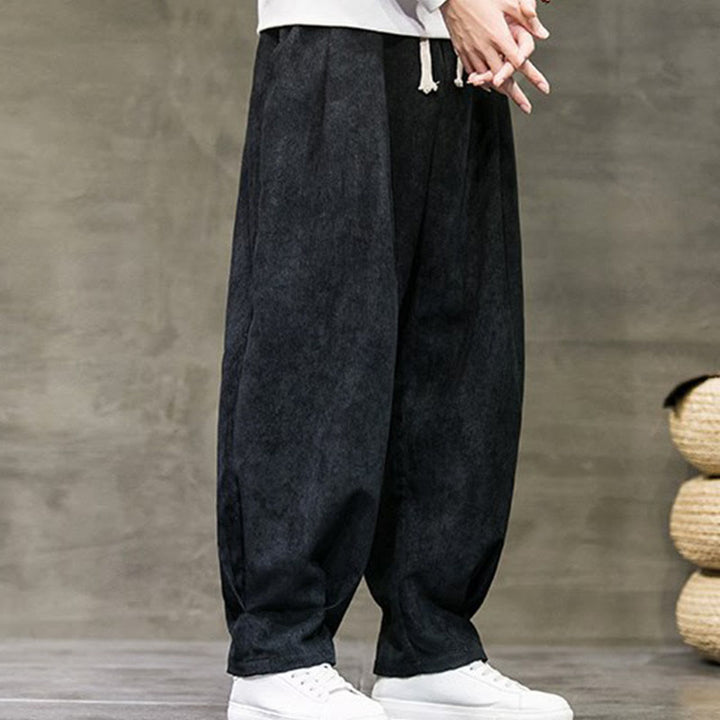 Pantaloni da uomo Buddha Stones Casual in cotone tinta unita con tasche - image 3