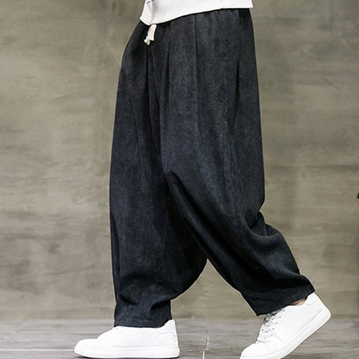 Pantaloni da uomo Buddha Stones Casual in cotone tinta unita con tasche