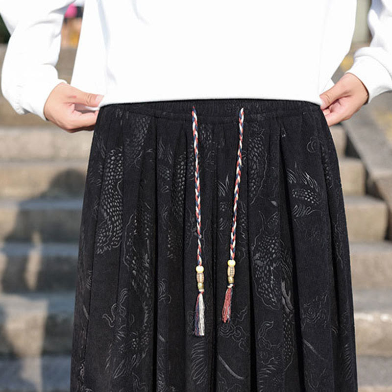 Pantaloni casual da uomo in cotone tinta unita con tasche e motivo a drago Buddha Stones - image 19