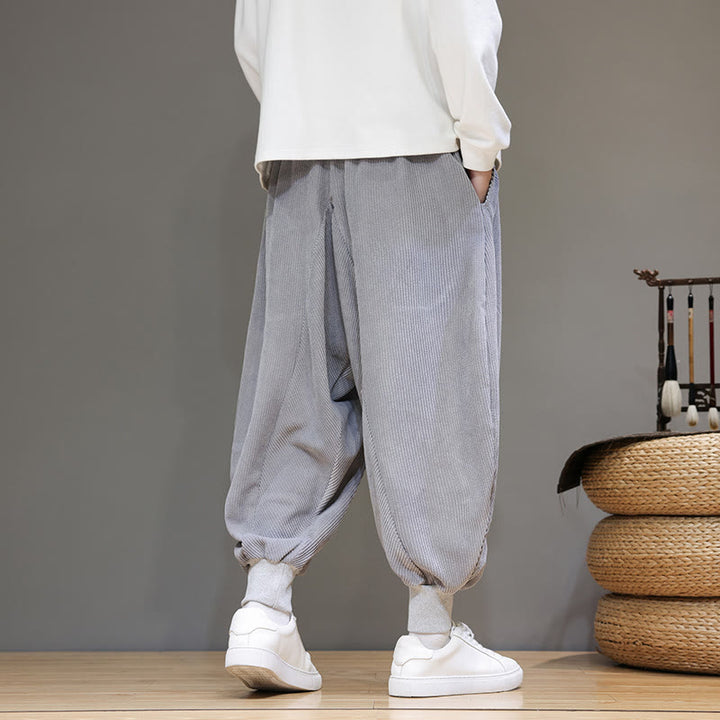 Pantaloni harem da uomo in cotone casual semplice Buddha Stones con tasche