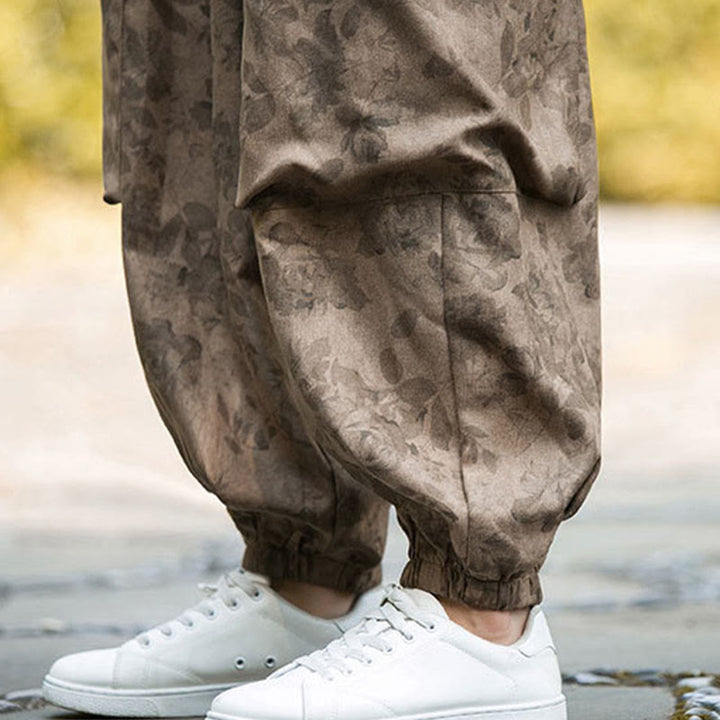 Pantaloni da uomo in velluto a coste di cotone casual con fiori Buddha Stones e grandi tasche - image 13